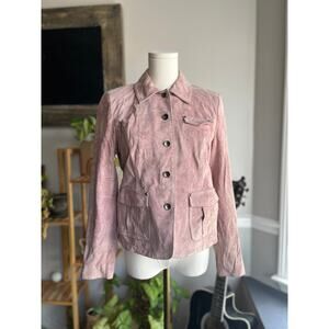 Vintage Y2K Suede Jacket Light Pink Baby Pink Clean Girl Leather Size Small